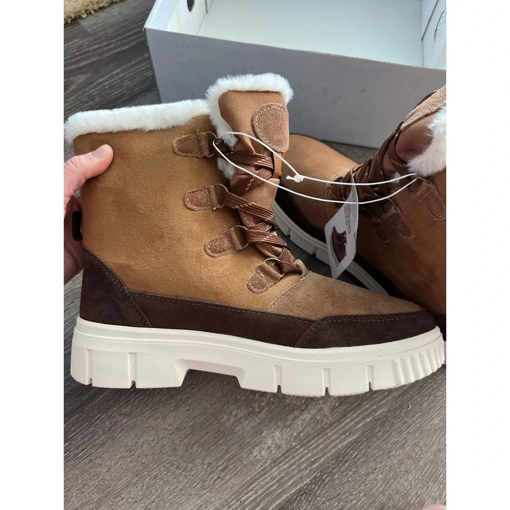 NEW Serra Winter Boots Women Size 9 Brown Waterproof Leather Faux Fur Lined